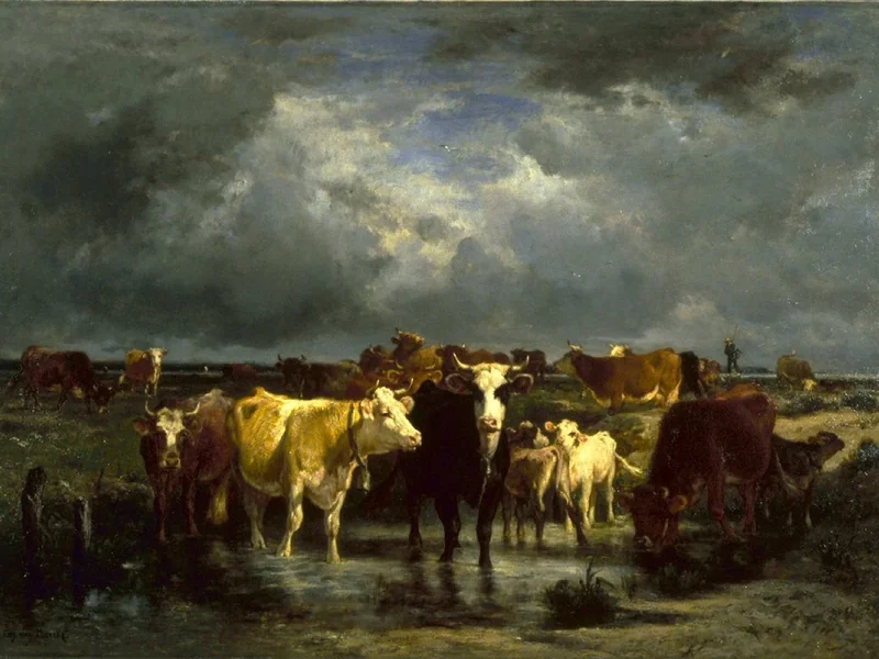 1827-Émile van Marcke - L'avvicinarsi di una tempesta